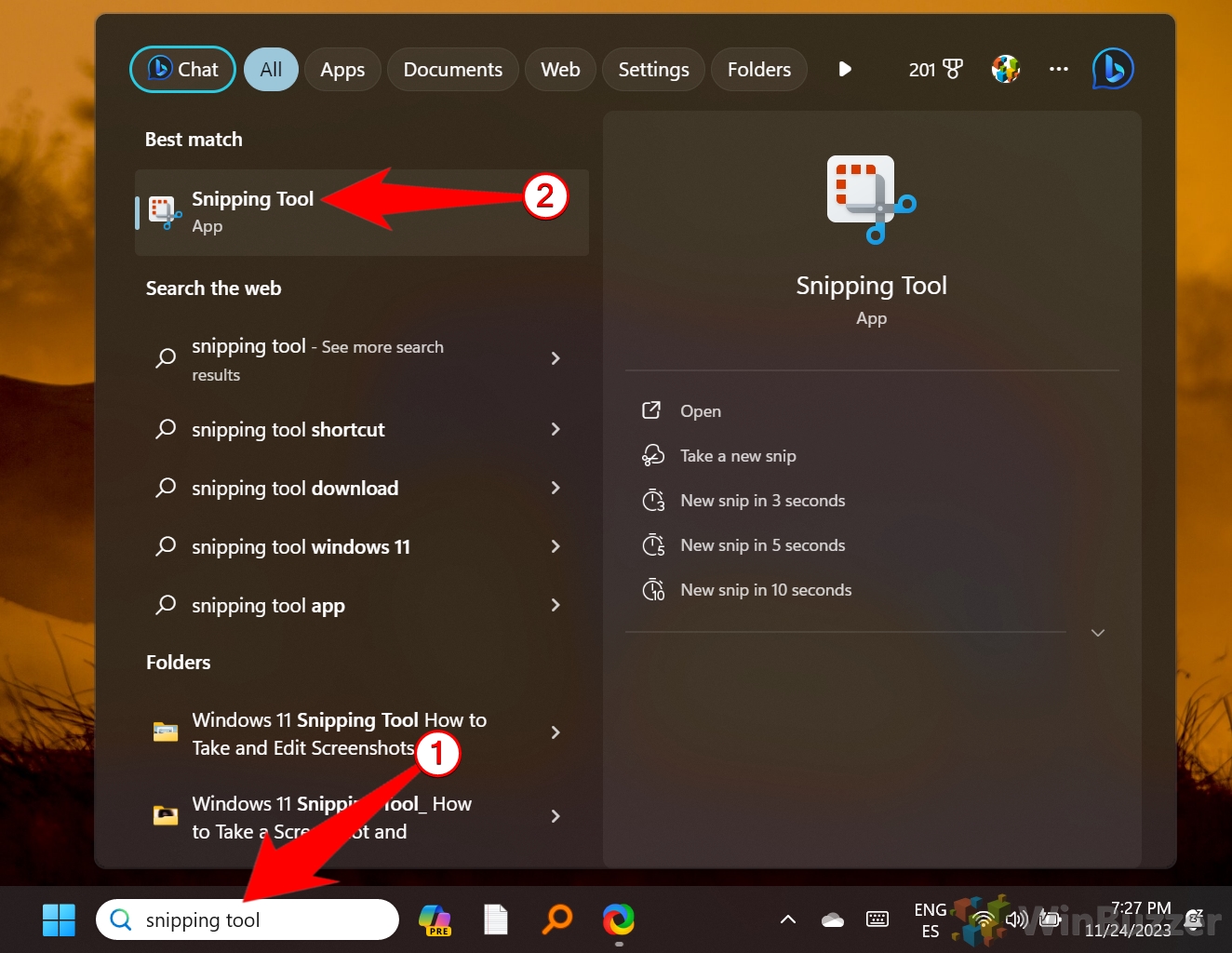 01.1 Windows 11 - Open Snipping Tool