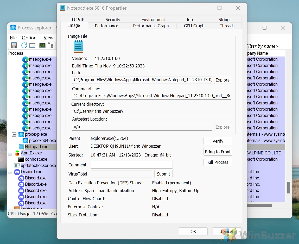 01.5 Windows 11 - Procexp.exe - Find Window´s Process Symbol - Drag & Drop on Window - Properties