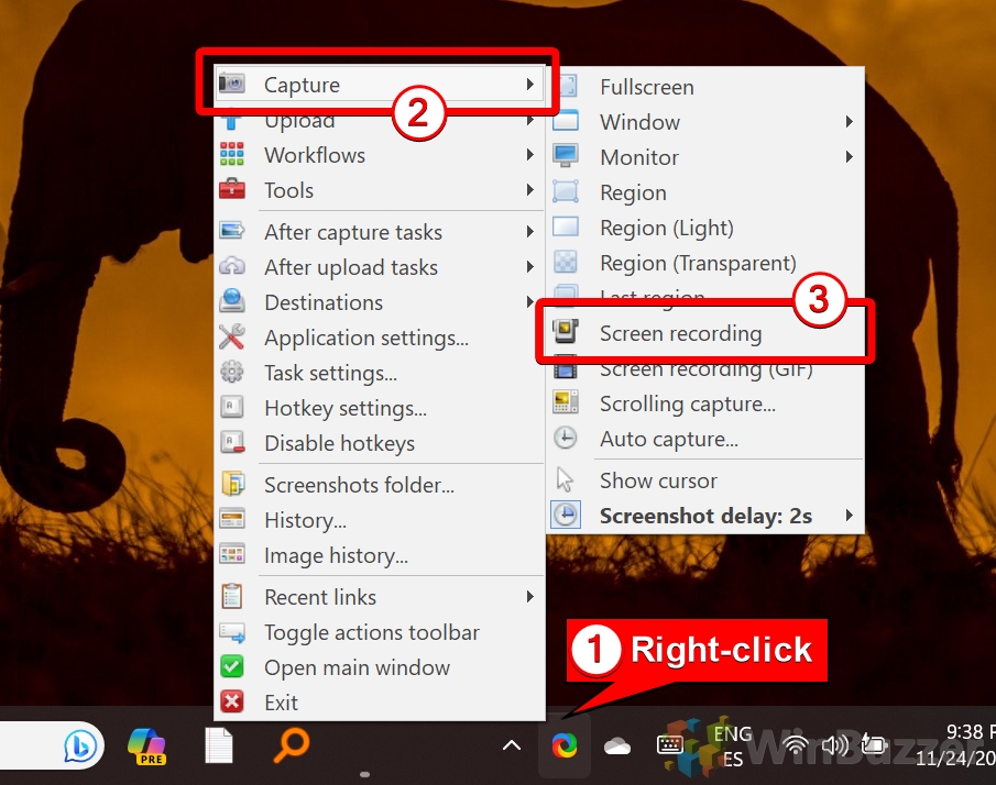 04.1 Windows 11 - ShareX Context Menu - Capture - Screen Recording