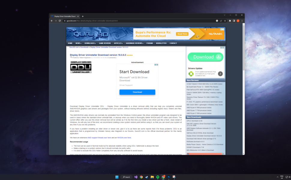 Download DDU from Guru3d