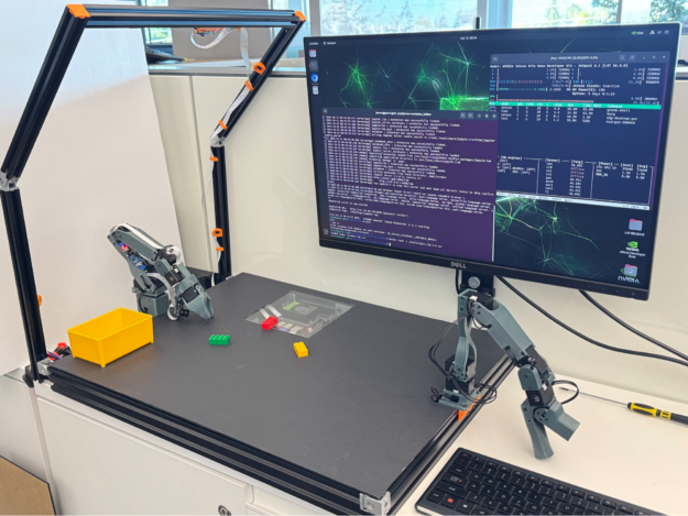 Figure shows HuggingFace LeRobot working on Jetson Orin Nano Super Developer Kit.