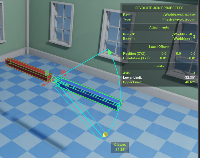 Two rectangular objects are displayed side by side in simulation, highlighting their relative positions. 